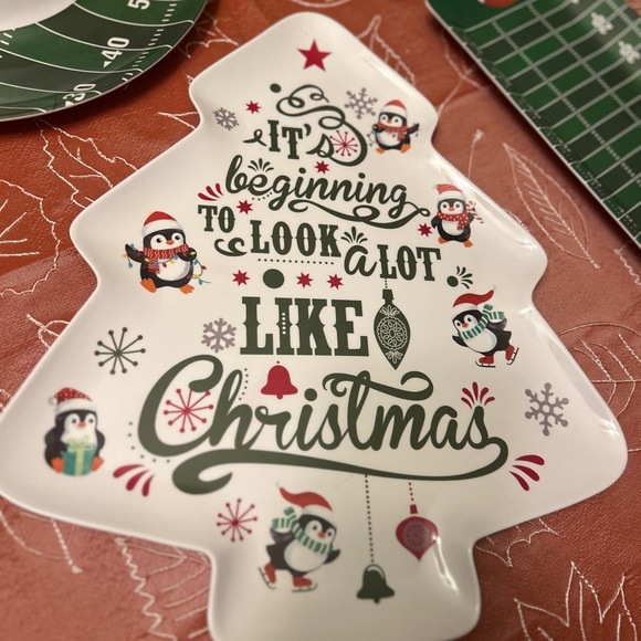 Christmas Tree Shaped Plate Penguin It’s Beginning to Look a lot like Christmas - Picture 8 of 16
